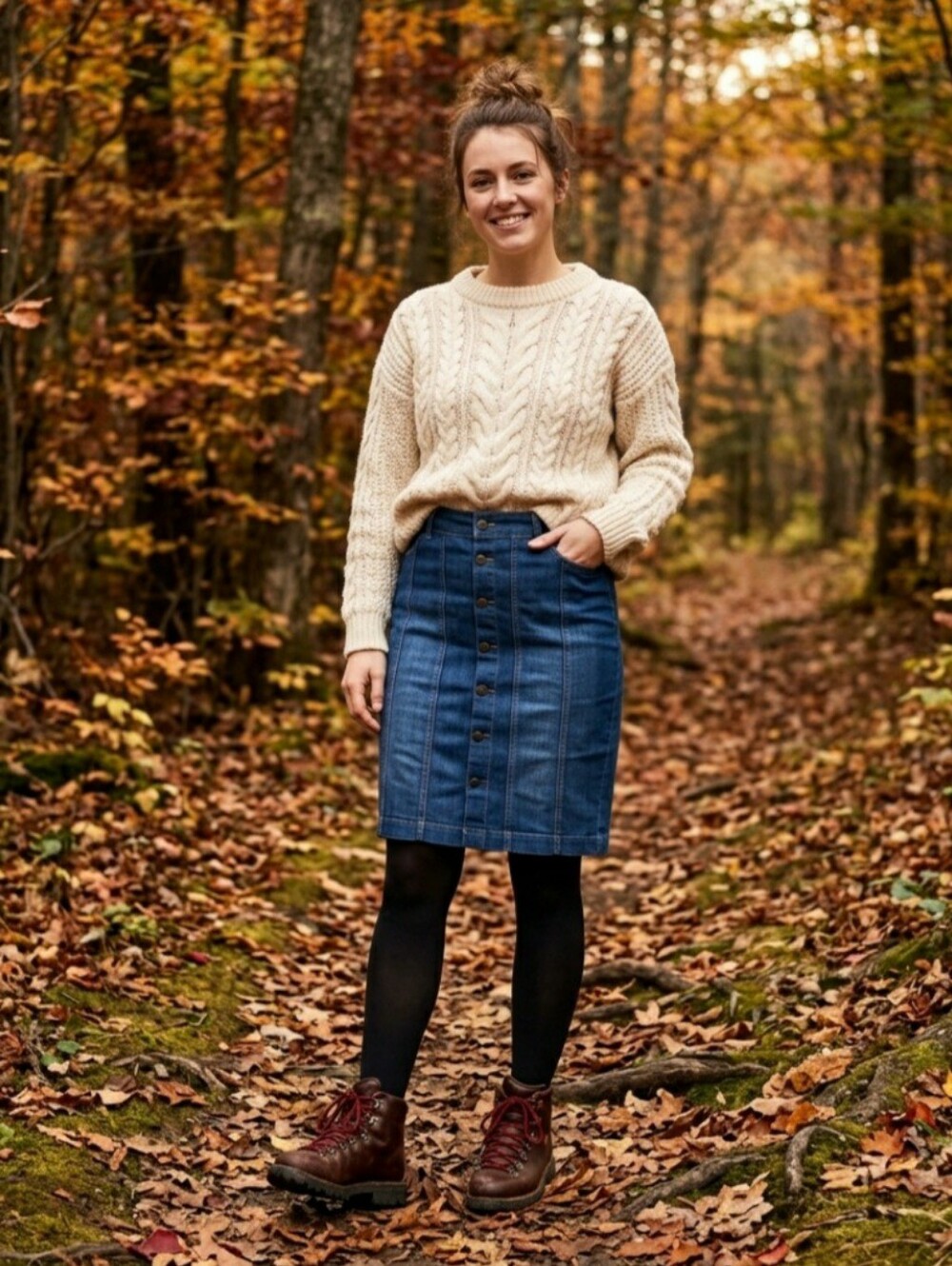 Classic dark wash denim Button Down pencil skirt ONE 5 ONE 90s Retro Size Large